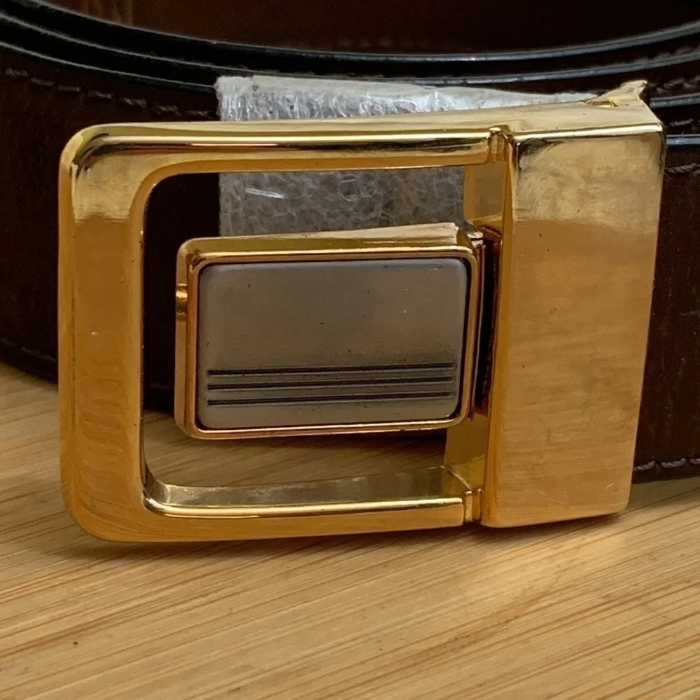 Vintage NIB Taner Brown Gold Leather Money ID Conceal Security Travel Zip Belt
